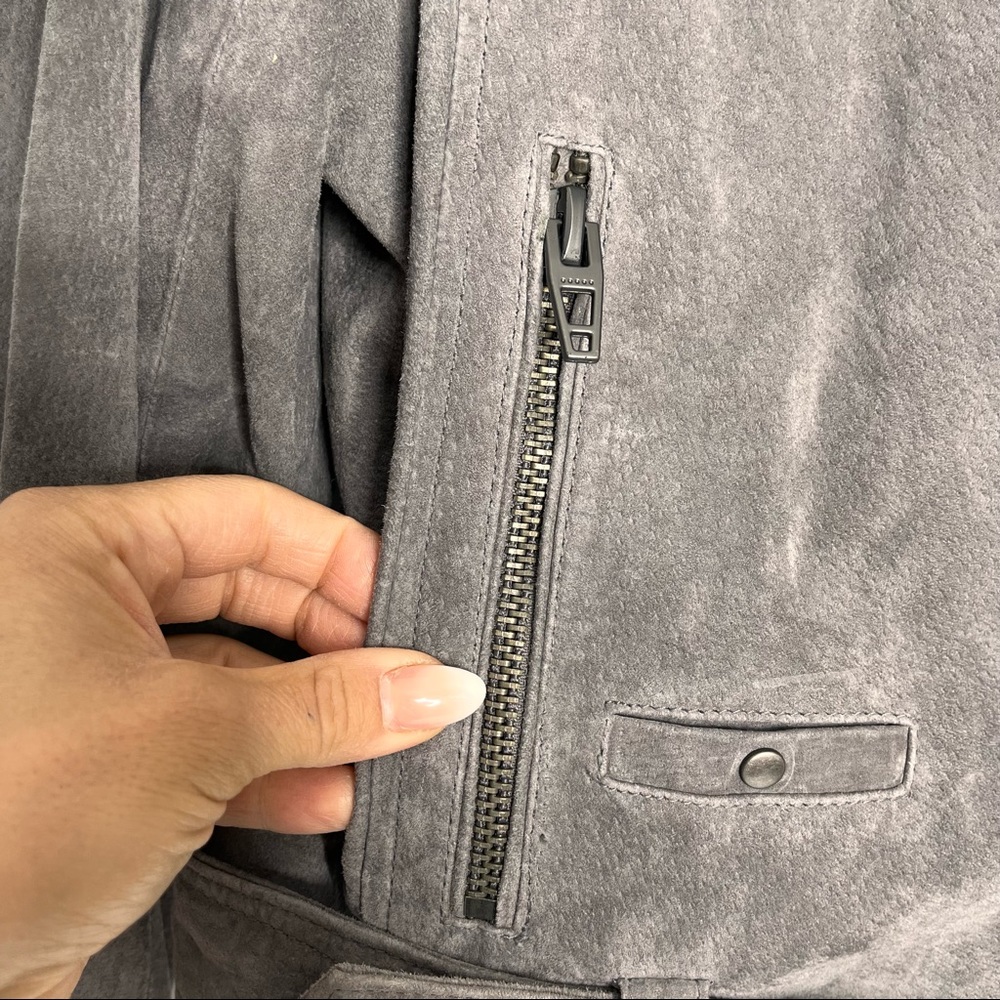 Blank NYC Grey Suede Moto Jacket Size Large - Picture 8 of 11